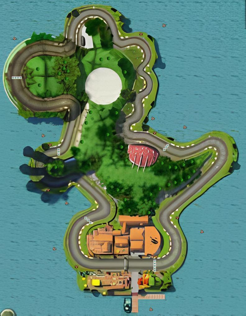 Yoshi circuit (it literally is a yoshi) - Mario Kart PC
